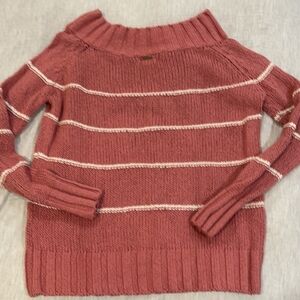 Dusty Rose Striped Knit Sweater